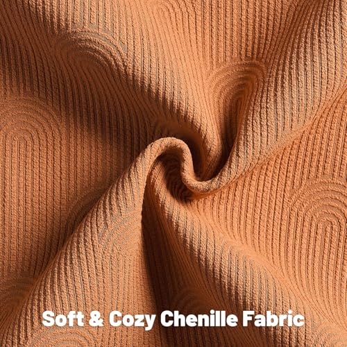 FUTEI Pack of 2 Chenille Decorative Throw Pillow Covers 16x16 Inch,Soft Cozy Striped Geometric Patterns Cushion Case,Modern Home Decor for Couch Bed Living Room,Burnt Orange - color: Burnt Orange, size: 16" x 16" (Pack of 2)