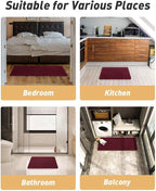 AMOAMI Upgraded Waffle Bath Mat, Super Absorbent Non Slip Bath Mats for Bathroom Floor, Washable Bathroom Rugs with Tassels, Rubber Backed Bathroom Mats, Ultra Soft, 17" x 24", Burgundy