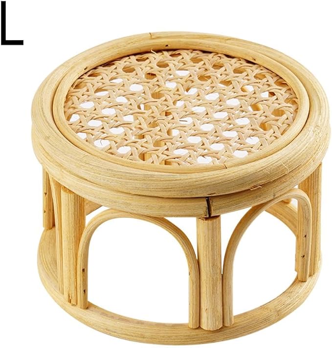 Rattan Plant Stands,Small Boho Rattan Wicker Round Riser Plant Stand,Indoor Flower Pot Stand,Decorative Flower Shelf Bonsai Rack Garden Plant Pot Riser Holder