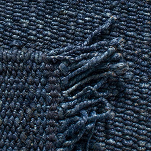SAFAVIEH Natural Fiber Collection Runner Rug - 2'6" x 6', Navy, Handmade Boho Fringe Woven Jute, Ideal for High Traffic Areas in Living Room, Bedroom (NF368N) - color: Navy, size: 2'6" x 6' (Runner)