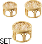 Rattan Plant Stands,Small Boho Rattan Wicker Round Riser Plant Stand,Indoor Flower Pot Stand,Decorative Flower Shelf Bonsai Rack Garden Plant Pot Riser Holder