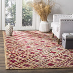 SAFAVIEH Cape Cod Collection Area Rug - 6' x 9', Natural & Red, Handmade Flat Weave Diamond Braided Jute & Denim, Ideal for High Traffic Areas in Living Room, Bedroom (CAP354B) - color: Natural/Red, size: 6' x 9' (Rectangular)
