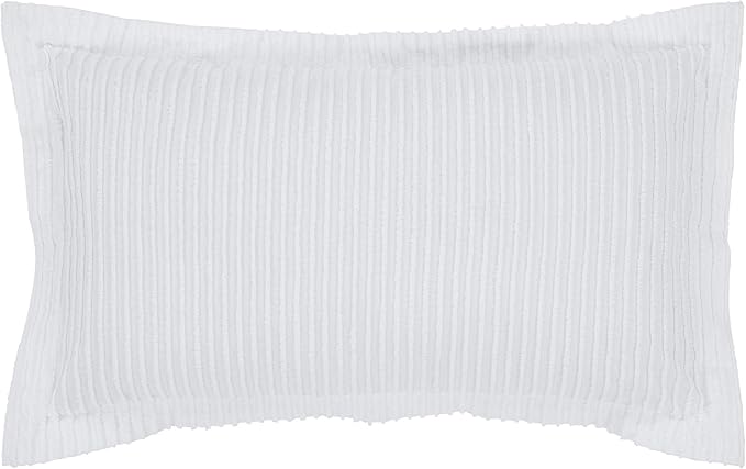 Better Trends Jullian Collection is Super Soft and Light Weight in Bold Stripes Design 100% Cotton Tufted Unique Luxurious Machine Washable Tumble Dry, King Sham, White