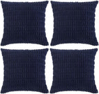 Fancy Homi 4 Packs Navy Blue Decorative Throw Pillow Covers 16x16 Inch for Living Room Couch Bed Sofa, Rustic Modern Farmhouse Boho Home Decor, Soft Plush Corduroy Cute Square Cushion Case 40x40 cm