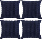 Fancy Homi 4 Packs Navy Blue Decorative Throw Pillow Covers 24x24 Inch for Living Room Couch Bed Sofa, Rustic Modern Farmhouse Boho Home Decor, Soft Plush Corduroy Cute Square Cushion Case 60x60 cm
