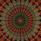 Bless International Handmade Indian hippie Bohemian Psychedelic Peacock Mandala Wall hanging College Dorm Beach Throws Table Cloth Bedding Tapestry (Golden Green, Poster(30x40Inches)(76x101cms)) - color: Golden Green, size: 40"L x 30"W