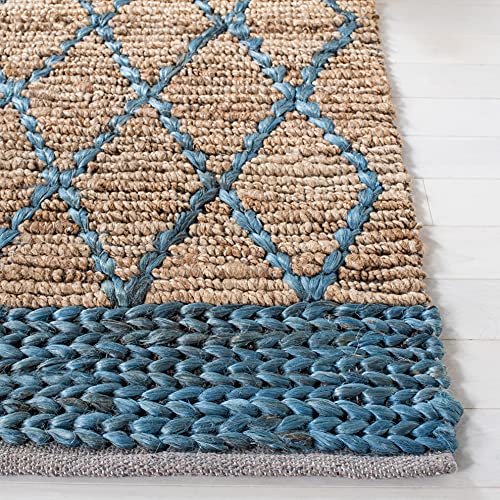 SAFAVIEH Natural Fiber Collection Accent Rug - 3' x 5', Natural & Navy, Handmade Farmhouse Boho Coastal Rustic Trellis Jute, Ideal for High Traffic Areas in Entryway, Living Room, Bedroom (NF951N) - color: Natural/Navy, size: 3' x 5' (Rectangular)