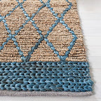 SAFAVIEH Natural Fiber Collection Accent Rug - 3' x 5', Natural & Navy, Handmade Farmhouse Boho Coastal Rustic Trellis Jute, Ideal for High Traffic Areas in Entryway, Living Room, Bedroom (NF951N) - color: Natural/Navy, size: 3' x 5' (Rectangular)