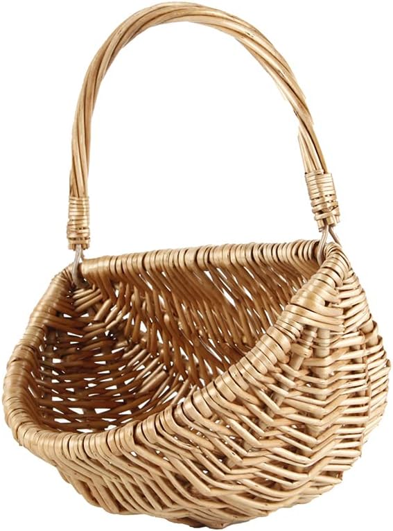 Wall Hanging Basket, Woven Wicker Decorative Plants Flowers Basket for Porch Garden Farmhouse Kitchen (Semiround)