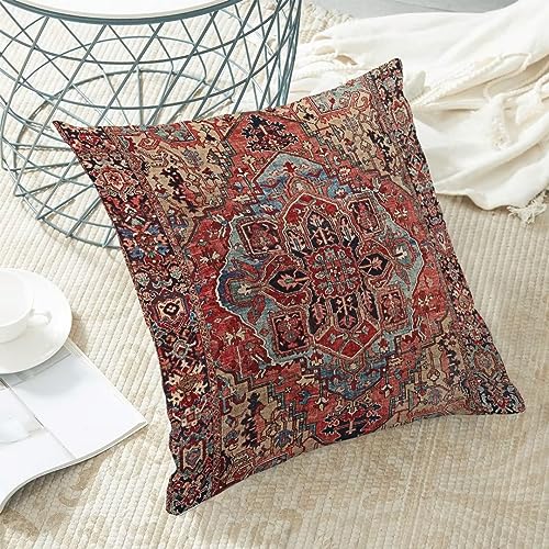 AEIOAE Boho Pillow Covers 18x18 Set of 2 Red Boho Vintage Style Decorative Throw Pillow Outdoor Linen Square Farmhouse Decor Retro Cushion Cover for Home Couch Sofa - color: Boho 22, size: 18" x 18" (Pack of 1)