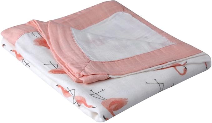 Little Jump Flamingo Baby Blanket - Silky Soft and Breathable Muslin Blankets Baby Girl Quilts- Large 47" x 47" - 2 Layers Toddler Bed Blanket (Flamingo)