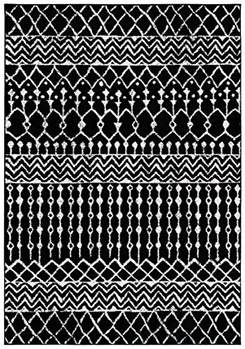 SAFAVIEH Tulum Collection Accent Rug - 2' x 5', Black & Ivory, Moroccan Boho Distressed Design, Non-Shedding & Easy to Clean, Ideal for Front Door, Kitchen, Entryway, Foyer (TUL270Z) - color: Black/Ivory, size: 2' x 5' (Rectangular)