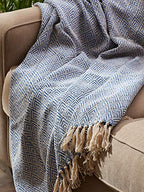 DII Diamond Throw Collection Cotton Woven, 50x60, Stonewash Blue - color: Stonewash Blue
