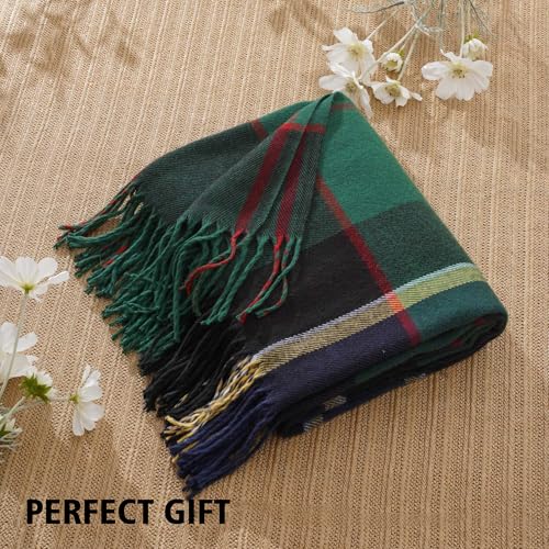 BATTILO HOME Forest Green Plaid Throw Blanket for Couch - Christmas Plaid Blanket Buffalo Checkered Blankets - Lightweight Farmhouse Outdoor Throw Blankets for Bed, Sofa 50"x60" - color: Forest Green