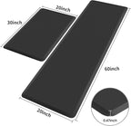 HappyTrends 2 PCS Kitchen Mat Cushioned Anti-Fatigue Floor Mat, Heavy Duty Ergonomic Comfort Foam Standing Mat, Waterproof Non-Slip Kitchen Rugs for Home, Office(20"x30"+20"x60",Black)