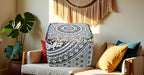 CRAFT KALA Large Hippie Mandala Meditation Floor Ottoman Pillow Cushion Pouf Cover Square Poufs Cover Bohemian Floor Cushion Case Outdoor Fireplace Yoga Living Room Decor 16X16X14 inches, Grey Ombre