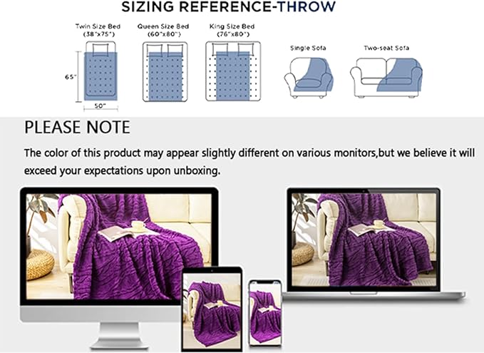 YUSOKI Sherpa Throw Blanket-3D Stylish Design Super Soft Fuzzy Cozy Warm Blanket Thick Plush Fluffy Furry Blankets for Teen Girls Women Couch Bed Sofa Chair Men Boys Gift (Purple,50"x65")