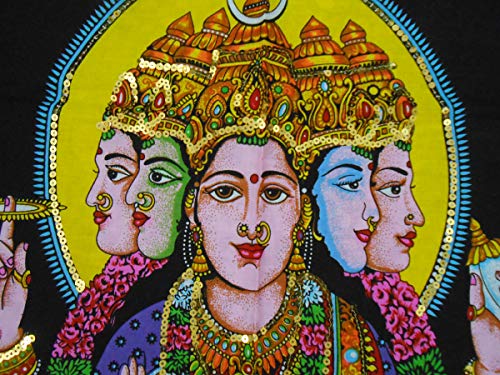 Goddess Gayatri sequins Cotton Batik Wall Hanging Painting : Size 43"x30" Inches - color: Gayatri