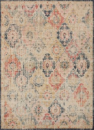 Loloi Jocelyn Collection JOC-07 Khaki/Multi 5'-5" x 7'-6" .38" Thick Area Rug - color: Khaki / Multi, size: 5'5" x 7'6" (Rectangular)