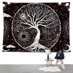 Wonrizon Tree of Life Tapestry,Black and White Galaxy Space Tapestries Aesthetic Psychedelic Wall Hanging decor for Living Room Bedroom (70.9" x 94.5") - size: 94.5"L x 70.9"W