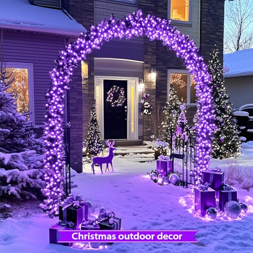 JMEXSUSS 2 Pack Solar String Lights Outdoor Waterproof, Total 400 LED 151FT Solar Christmas Lights Outdoor, 8 Modes Christmas Light for Outside Patio Yard Tree Decorations, Purple - color: Purple, size: 200LED*2