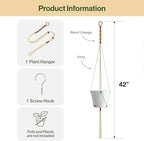 Macrame Plant Hanger Polyester Rope 42 Inch Outdoor Indoor Adjustable Hanging Planter for up to 10 Inch Plant Pot Modern Boho Home Decor (1, Ivory/Burnt Orange)