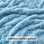NEWCOSPLAY Super Soft Queen Blanket Blue Premium Silky Flannel Fleece 3D Checkered Lightweight Bed Blanket All Season Use (Blue Checkered, Queen(90"x90")) - color: Blue Checkered, size: Queen(90"x90")