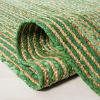 SAFAVIEH Area Rug 2x3 - Cape Cod Collection - Green & Natural Brown, Handmade Jute & Cotton, Woven Braided Design (CAP202Y) - color: Green/Natural, size: 2' x 3' (Rectangular)