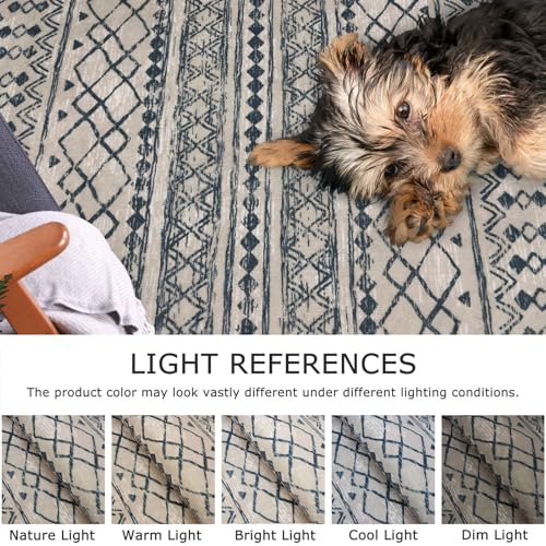 KUTA Moroccan Rugs for Entryway, 2x3 Light Brown Black Entrance Small Area Rug Non-Slip Washable, Ultra Soft Vintage Geometric Low-Pile Indoor Door Mat Floor Carpet for Kitchen - color: Light Brown/Black, size: 2' x 3' (Rectangular)