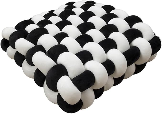 Knot Pillow Meditation Cushion Large Floor Cushions Sitting Funky Throw Pillows Chair Pillows Soft Pad Square Knotted Seat Cushions for Home Decoration Living Room Bedroom Sofa Couch Checkered