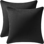 Throw Pillow Covers 22x22 Black: Pack of 2 Cozy Soft Velvet Square Modern Luxury Decorative Throw Pillow Cases for Sofa Couch Living Room Bed Home Decor