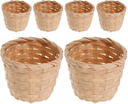 PRETYZOOM Mini Woven Storage Basket 6Pcs Bamboo Basket for Home Organization Tabletop Fruit Flower Container Portable Decorative