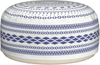 MOCOFO Unstuffed Round Pouf Covers Boho Colorful Geometric Ottoman Pouf Cover with Handle Design,Decoration Footstool for Living Room,Bedroom,Patio (Blue,18x18x8)