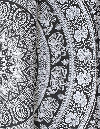 Popular Handicrafts Printed Curtains Panels Set of 2 Indian Hippie Bohemian Beautiful Elephant Mandala Curtain Panels Black and White 42x100 Inch - color: Black and White, size: 42"W x 100"L (Pack of 2)