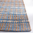 SAFAVIEH Natural Fiber Collection Accent Rug - 3' x 5', Blue & Natural, Handmade Boho Stripe Rustic Jute & Cotton Jute, Ideal for High Traffic Areas in Entryway, Living Room, Bedroom (NFB656M) - color: Blue/Natural, size: 3' x 5' (Rectangular)