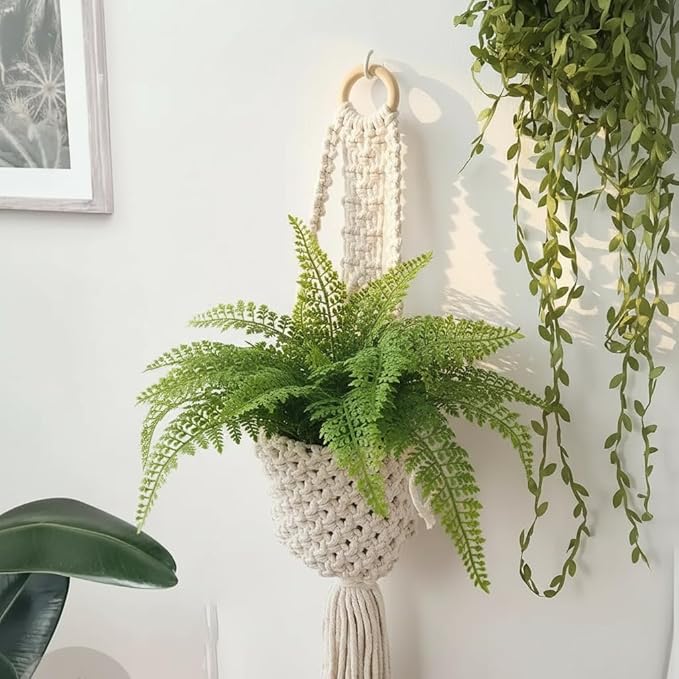 Boho Hanging Wall Basket Indoor - Cute Hanging Planter Farmhouse, Hanging Baskets for Organizing, Living Room Bedroom