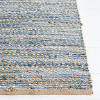 SAFAVIEH Cape Cod Collection Accent Rug - 4' x 6', Natural & Blue, Handmade Flat Weave Coastal Braided Jute, Ideal for High Traffic Areas in Entryway, Living Room, Bedroom (CAP350A)