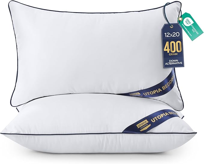 Utopia Bedding Throw Pillow Inserts (Pack of 2, White), 12 x 20 Inches Decorative Indoor Pillows for Sofa, Bed, Couch, Cushion Sham Stuffer