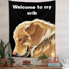 Jhdstore Funny Tapestries Welcome To My Crib Flag Funny Tapestry 3x4Ft Indoor Outdoor Wall Art Tapestry for Bedroom Teens Room Decoration Living Room Bedroom Decorations Cool Stuff for Your Room