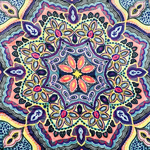 Decorative Luxury Floral Fleece Throw Blanket: Mandala Bohemian Boho Botanical Paisley Damask Velvety Soft, Bright Shades of Purple Pink Yellow White Durable Plush Accent for Bed or Couch, 50" x 70"