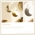 2pcs Boho Moon Mirror Wall Decor Acrylic Decorative Hanging Mirrors for Bedroom and Lounge Stylish Wall Art with Gold Silver Finish Space-Saving Home Decoration