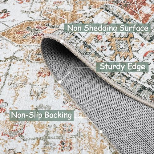 Moynesa Ultra-Thin Washable Entryway Rug 2x3 Rug, Small Kitchen Rugs for Entryway Indoor Non Slip, Vintage Throw Mat for Front Door Entrance Bathroom Laundry Room, Beige/Gold - color: Beige/Gold, size: 2' x 3'