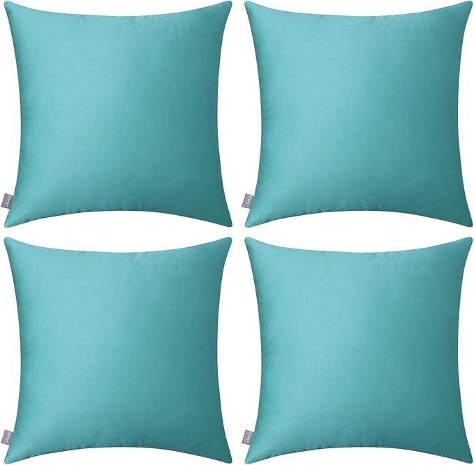 Thmyo 4-Pack 100% Cotton Comfortable Solid Decorative Throw Pillow Case, Square Cushion Cover Pillowcase Sublimation Blank Pillow Covers DIY Throw Pillowcase for Sofa (26x26 inch/ 66x66cm,Green)