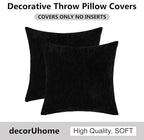decorUhome Chenille Black Spring Throw Pillow Covers 20x20 Inch Set of 2, Decorative Soft Couch Pillow Covers Solid Dyed Accent Farmhouse Neutral Square Pillow Cases for Sofa