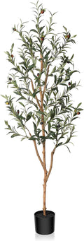 Kazeila Artificial Olive Tree 5FT Tall Faux Silk Plant for Home Office Decor Indoor Fake Potted Tree with Natural Wood Trunk and Lifelike Fruits