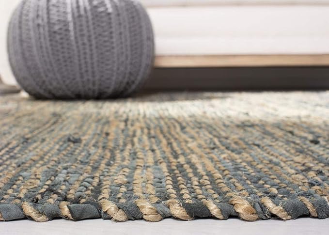 SAFAVIEH Vintage Leather Collection Runner Rug - 2'3" x 9', Grey, Handmade Boho Fringe Leather & Jute, Ideal for High Traffic Areas in Living Room, Bedroom (VTL203F)