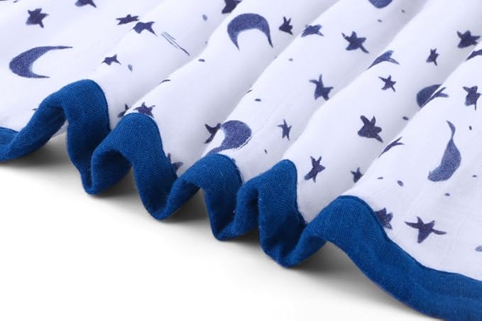 Starry Sky Muslin Stroller Blanket - Silky Soft and Breathable Summer Blanket for Toddler - Oversized 47" x 47" - 2 Layers Muslin Baby Blanket for Baby Gir and Boy (Starry Sky)