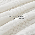 lifein Throw Blanket for Couch-White Boho Throw Blanket, Cream Soft Fleece Plush Lightweight Blankets&Throws for Spring, Fuzzy Decorative Blankets for Livingroom Bed Sofa Chair (50x60, White)