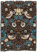 Pure Country Weavers William Morris Strawberry Thief Walnut Blanket XL - Arts & Crafts - Gift Tapestry Throw Woven from Cotton - Made in the USA (82x62) - color: Walnut, size: X-Large