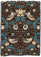 Pure Country Weavers William Morris Strawberry Thief Walnut Blanket XL - Arts & Crafts - Gift Tapestry Throw Woven from Cotton - Made in the USA (82x62) - color: Walnut, size: X-Large